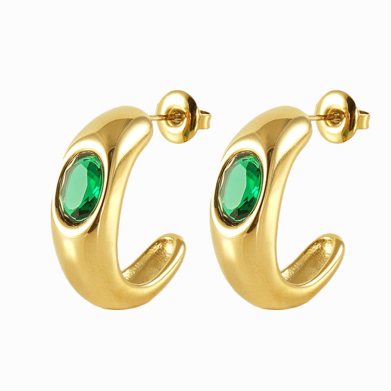 Elegant Simple Style C Shape Zircon Hoop Earring