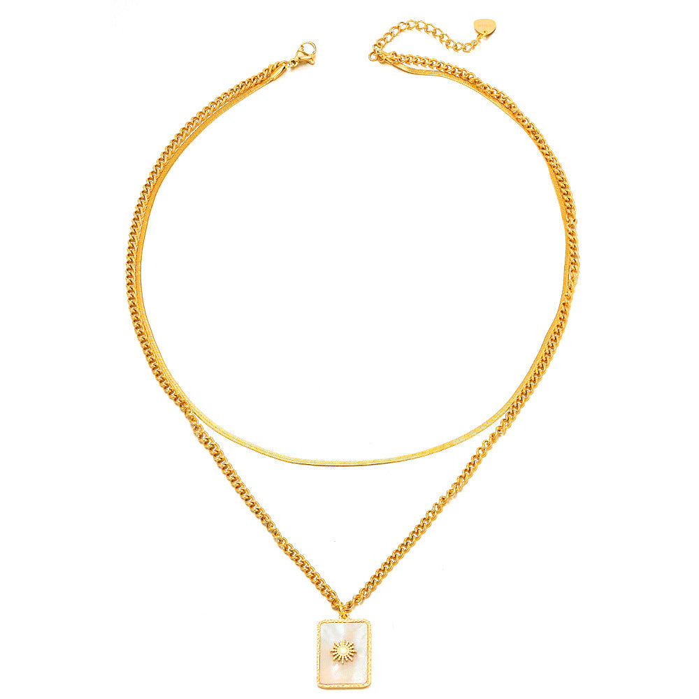 Square Star Pendant Layered Necklace