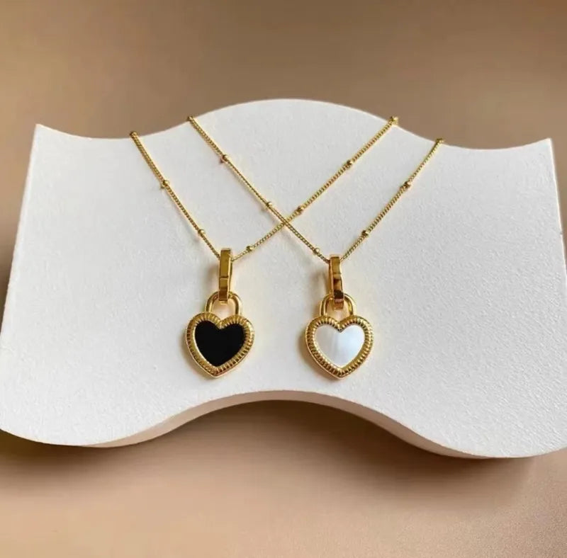 Double Sided Heart Pendant Necklace