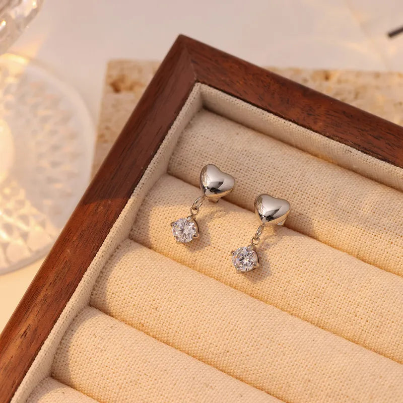 Heart Shape Round Drop Earring