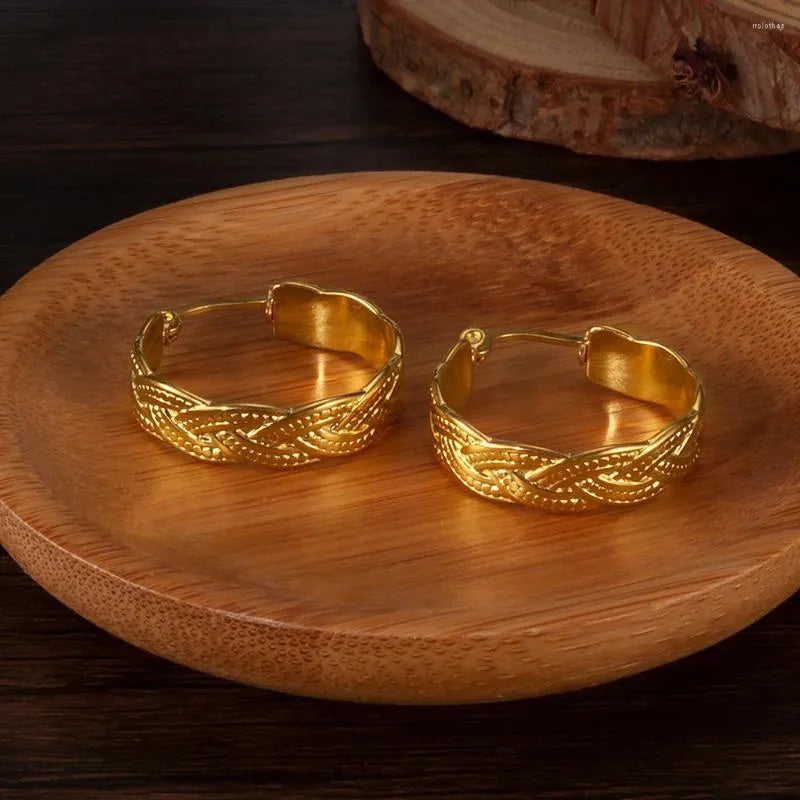 Texture Line Cross Hoop Earring