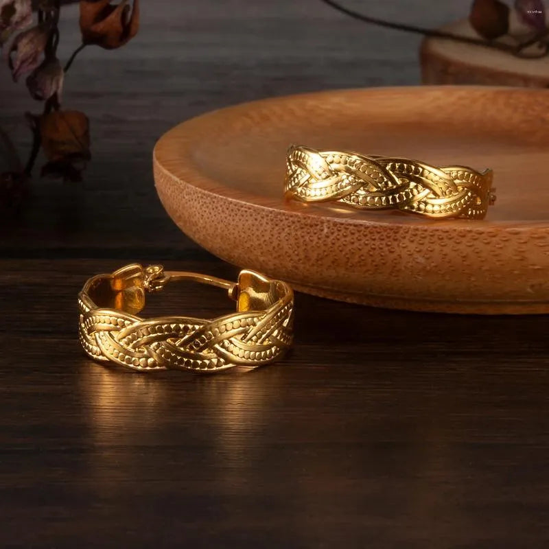 Texture Line Cross Hoop Earring