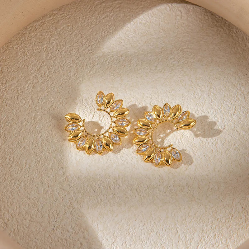 Diamond C Shape Drop Earring