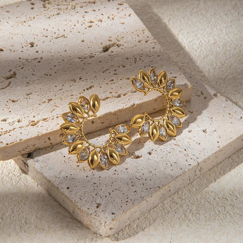 Diamond C Shape Drop Earring