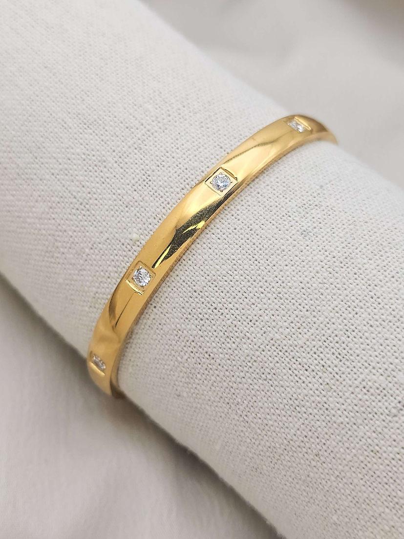 Tiny Square White Diamond Bangle Bracelet