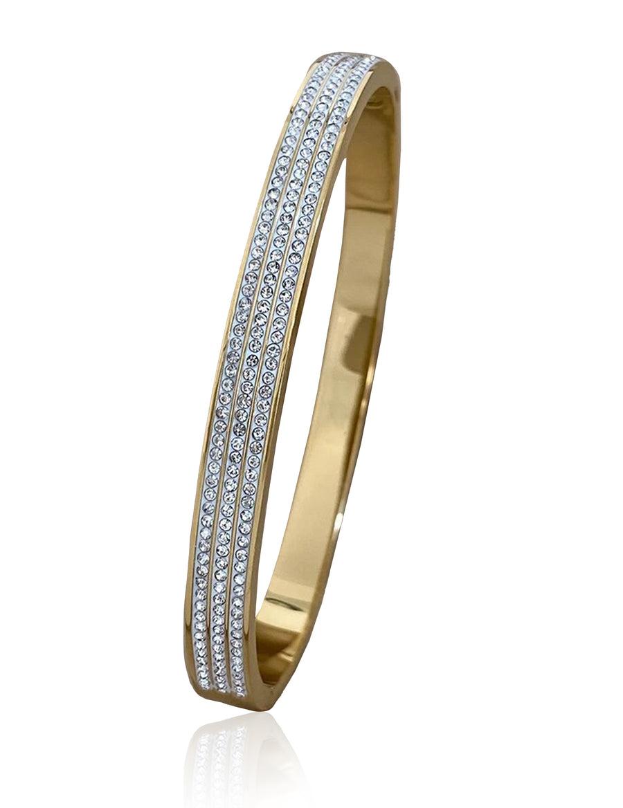 Triple Lines Diamond Bangle Bracelet