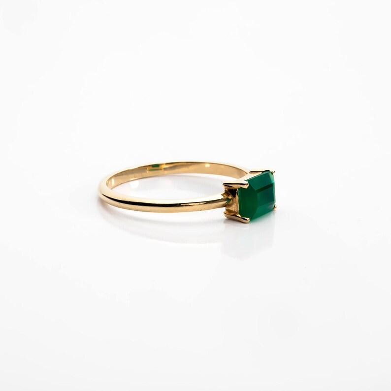 Green Rectangle Emerald Ring