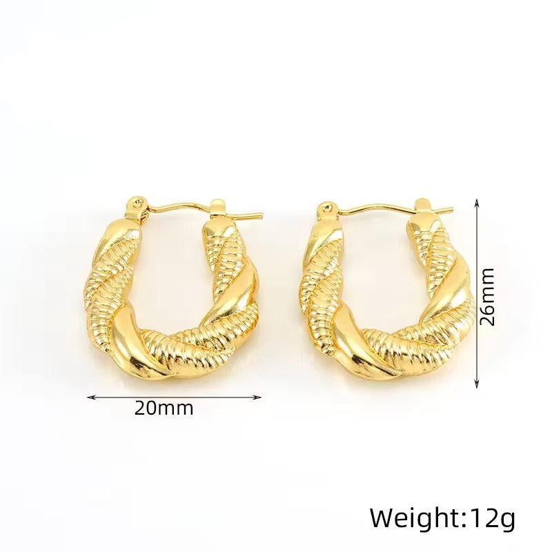 U Shaped Twisted Hoop Earring