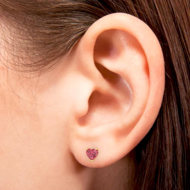 Pink Heart Shape Stud Earring