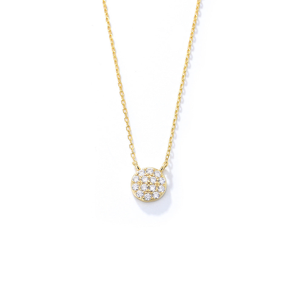 Circle Disk Silver Pendant Necklace