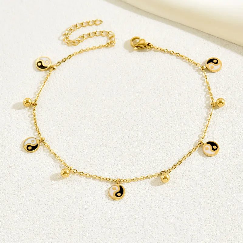 Dot Disc Adjustable Foot Bead Anklet