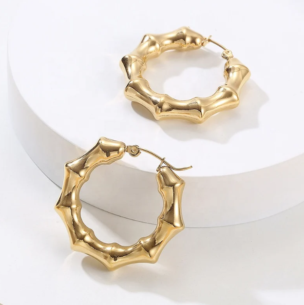 Small Bamboo Hollow Hoop Earring