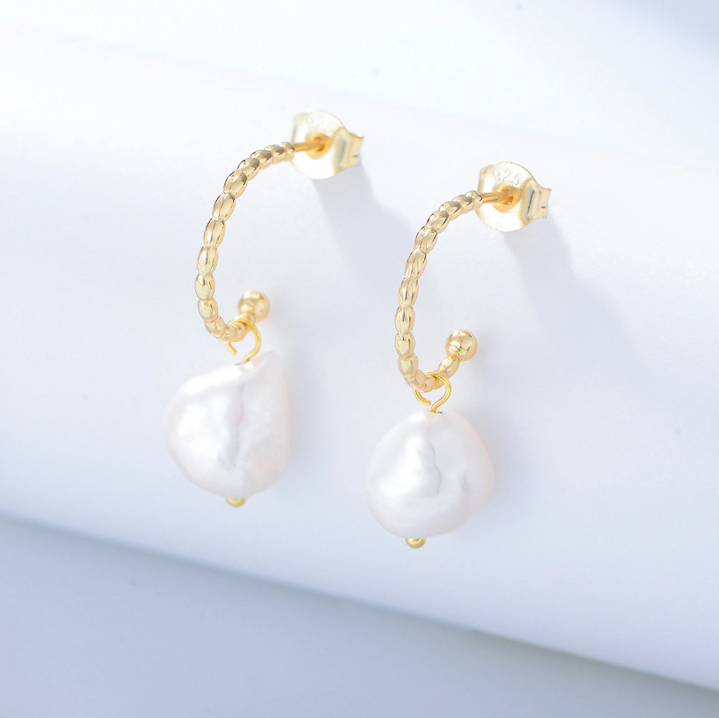 C Shape Baroque Pearl Earring