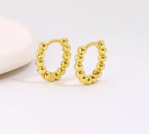 Round Bead Hoop Earring