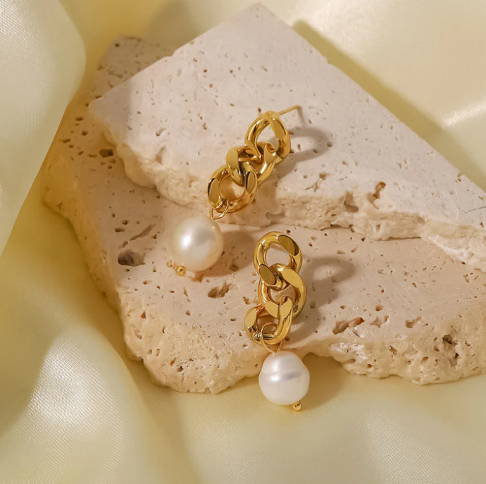 Freshwater Pearl Chain Drop Earring