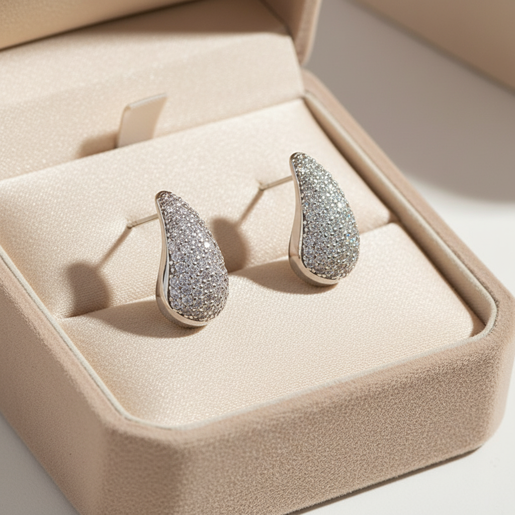 Aqua Gleam Diamond Drop Earrings