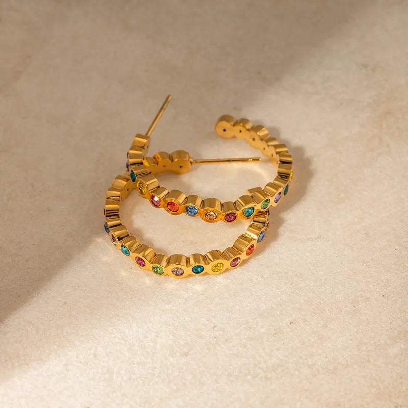 Multi Color Block Hoops