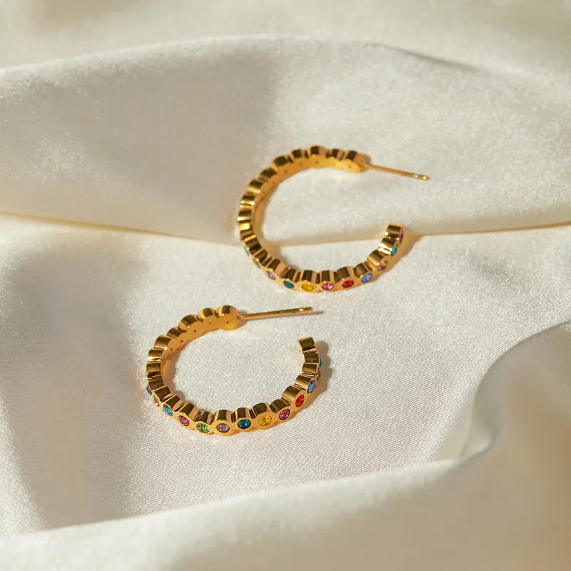 Multi Color Block Hoops