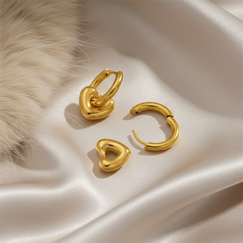 Heart Charm Hoop Earring