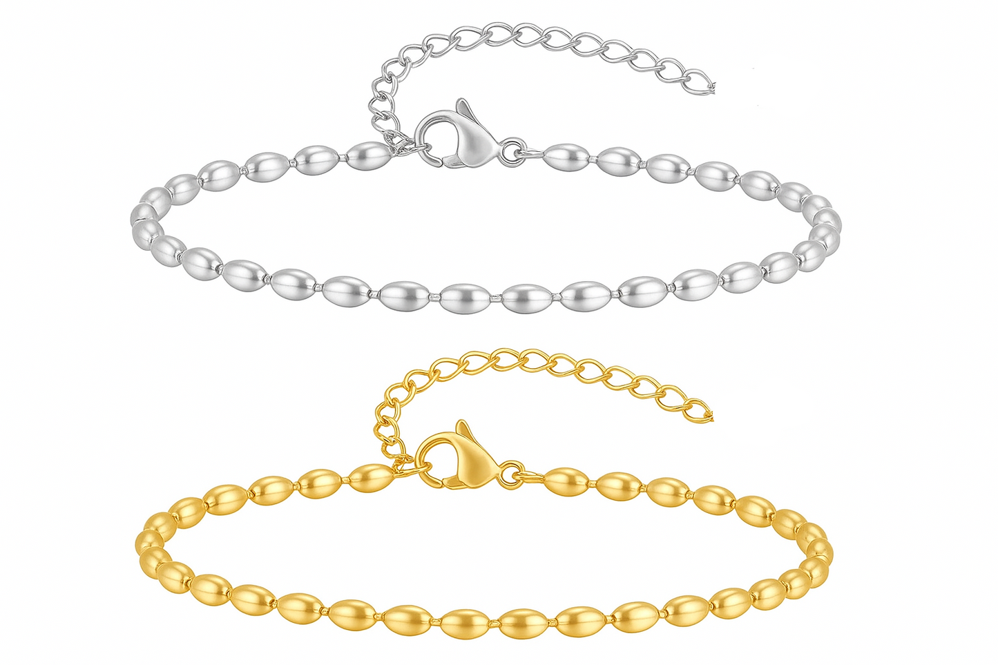 Oval Shaped Beaded Chain Bracelet