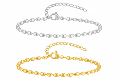 Oval Shaped Beaded Chain Bracelet