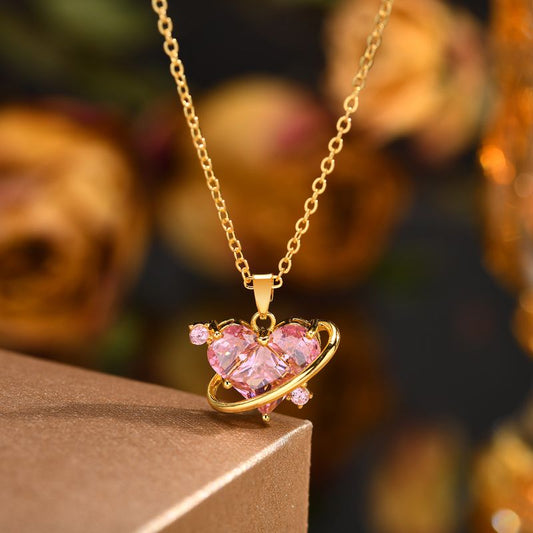 Pink Heart Pendant Necklace