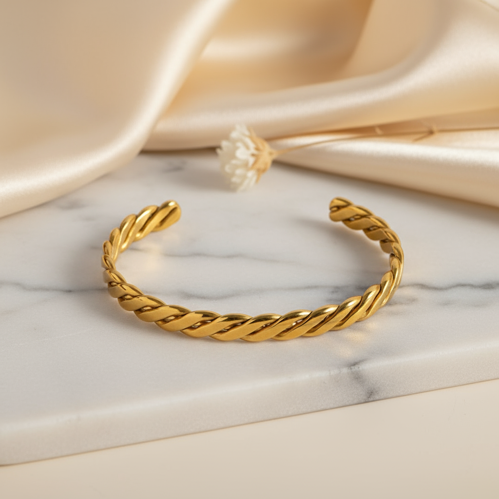 Twisted Wide Bangle Bracelet