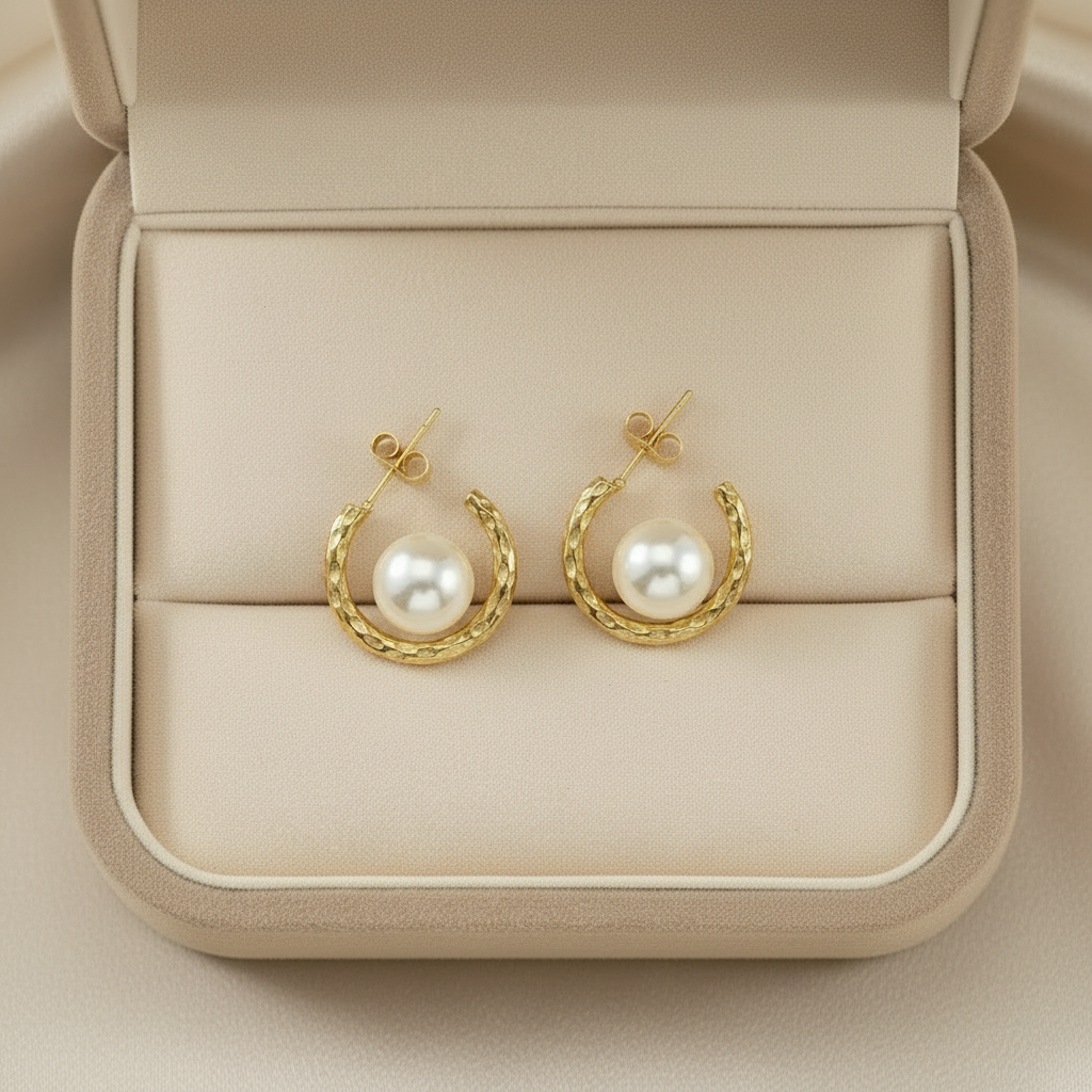 Round Pearl Drop Earring