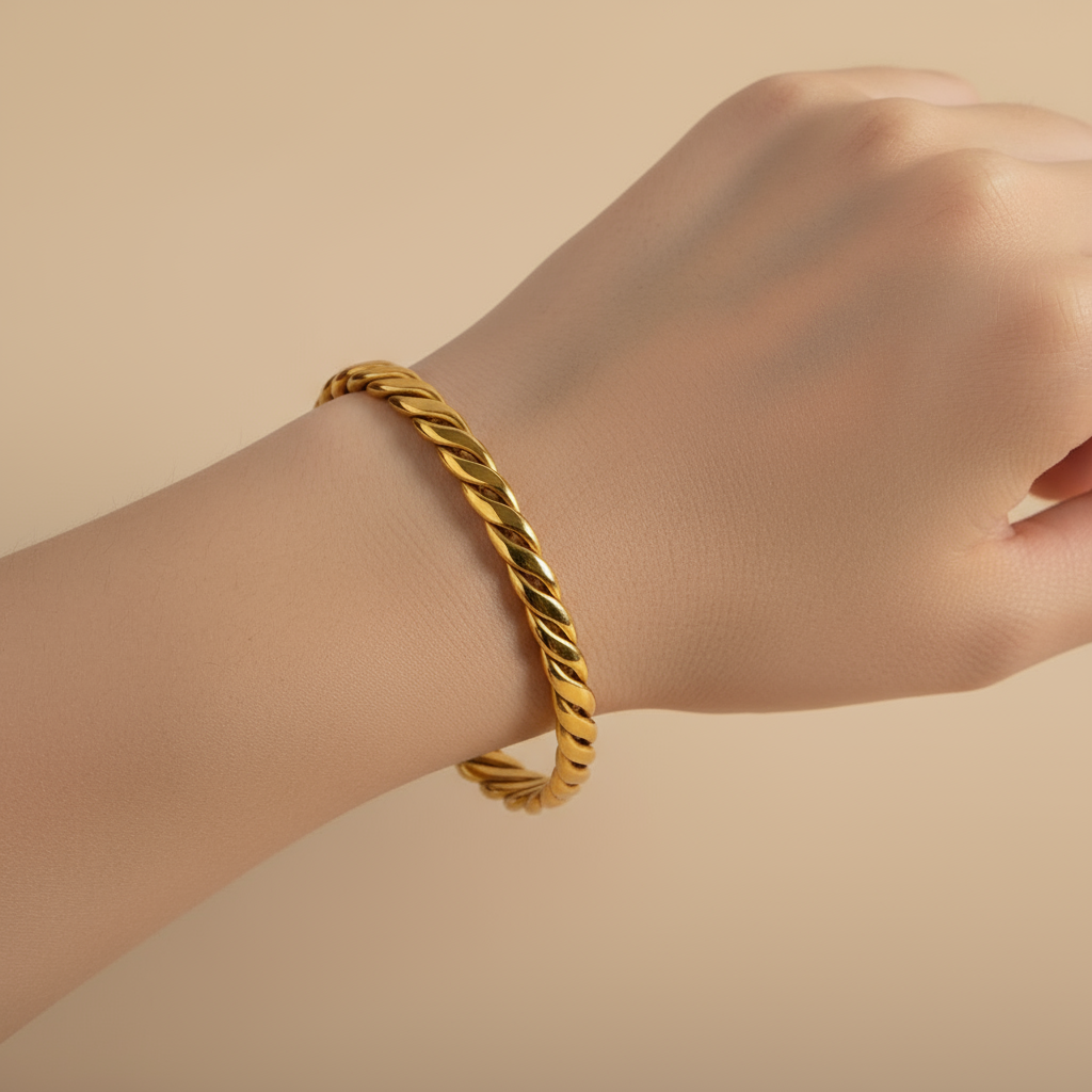 Twisted Wide Bangle Bracelet