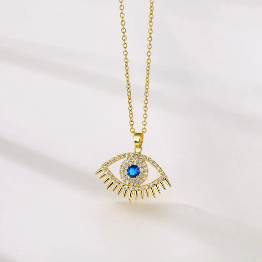 Blue Crystal Eye Pendant Necklace