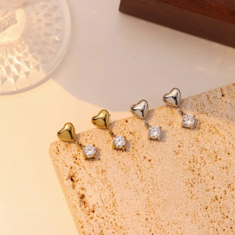 Heart Shape Round Drop Earring