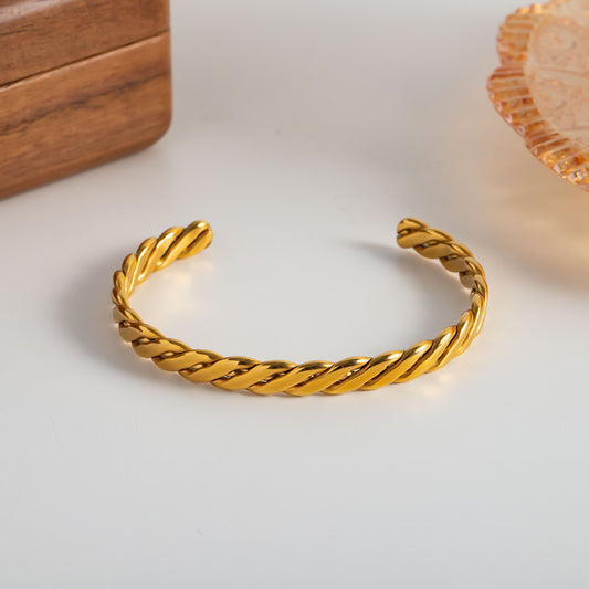 Twisted Wide Bangle Bracelet