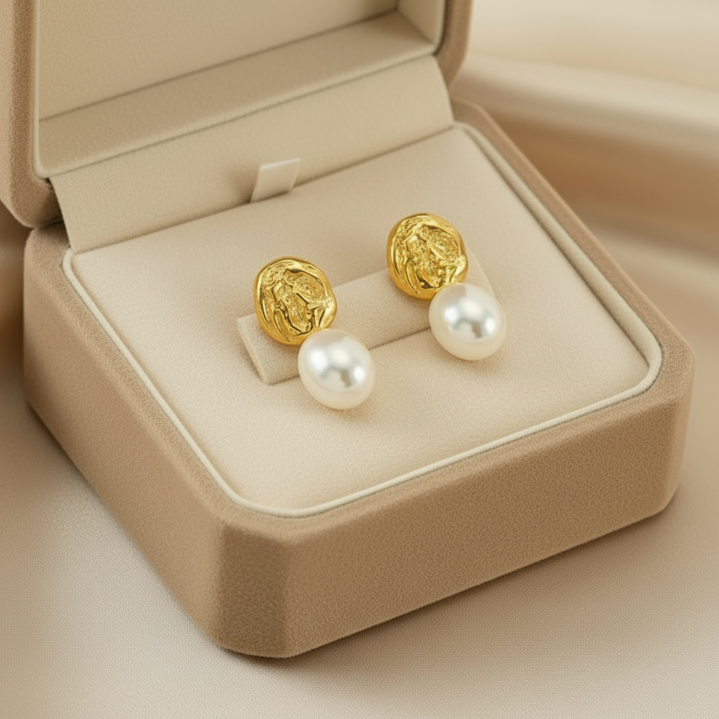 Round Pearl Drop Earring