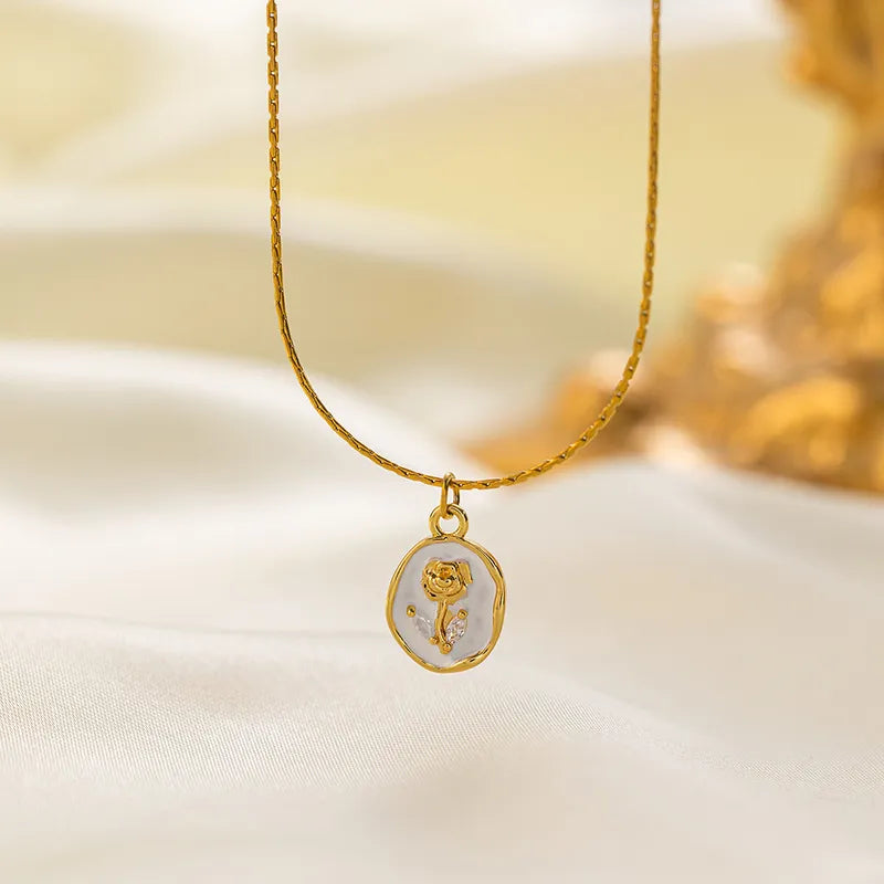 Drip Glazed Rose Necklace