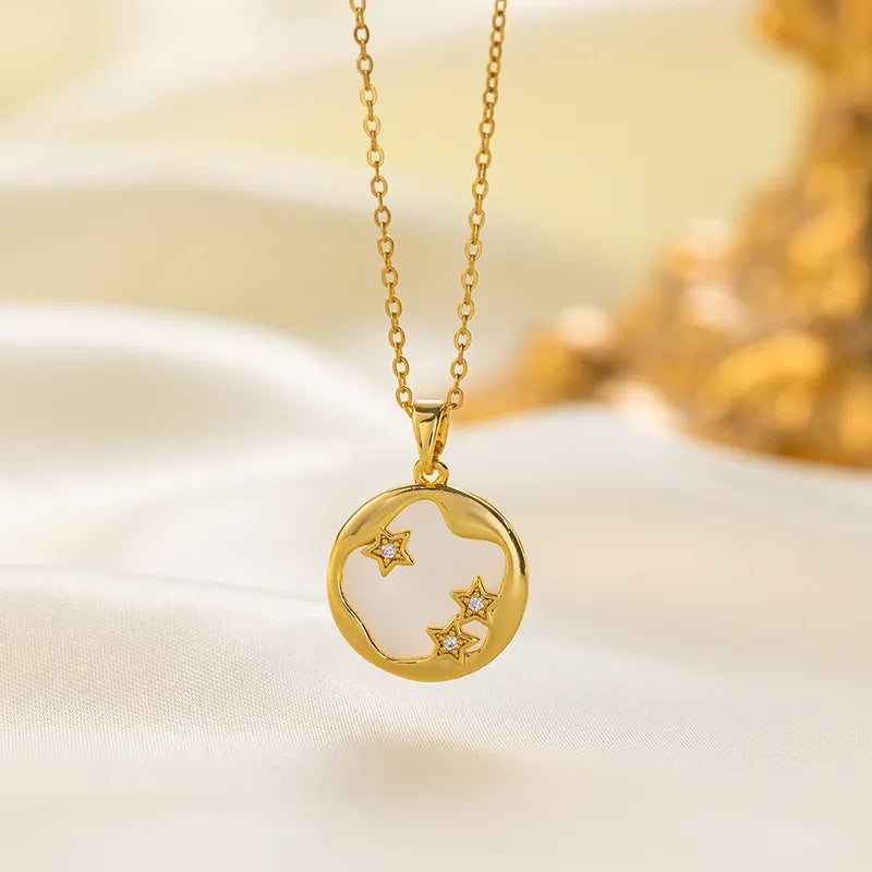 Round Shaped Tiny Star Pendant Necklace
