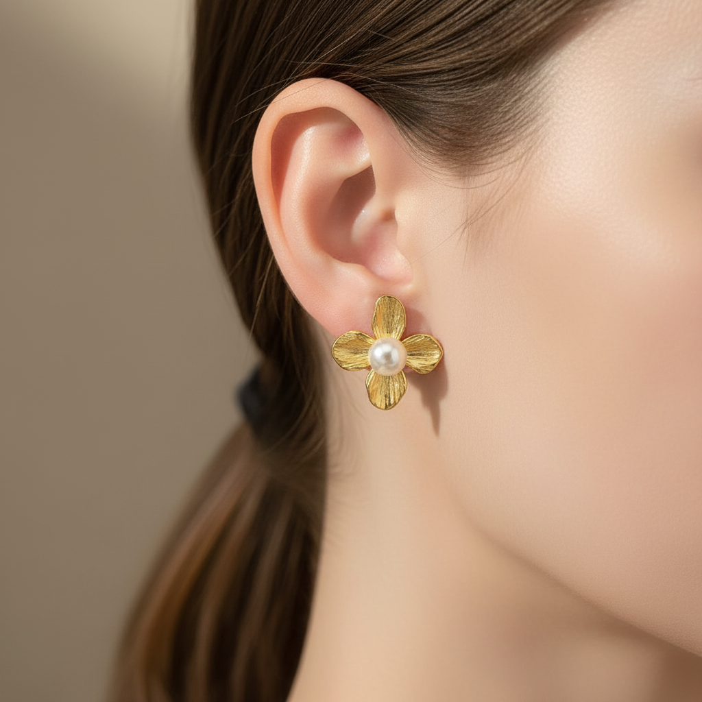 Round Pearl Drop Earring