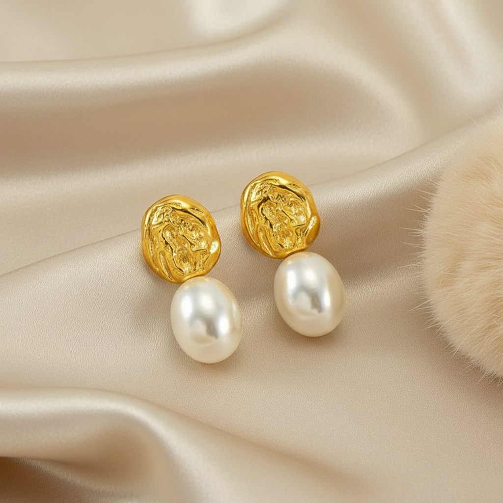 Round Pearl Drop Earring