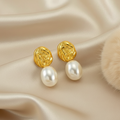 Round Pearl Drop Earrings