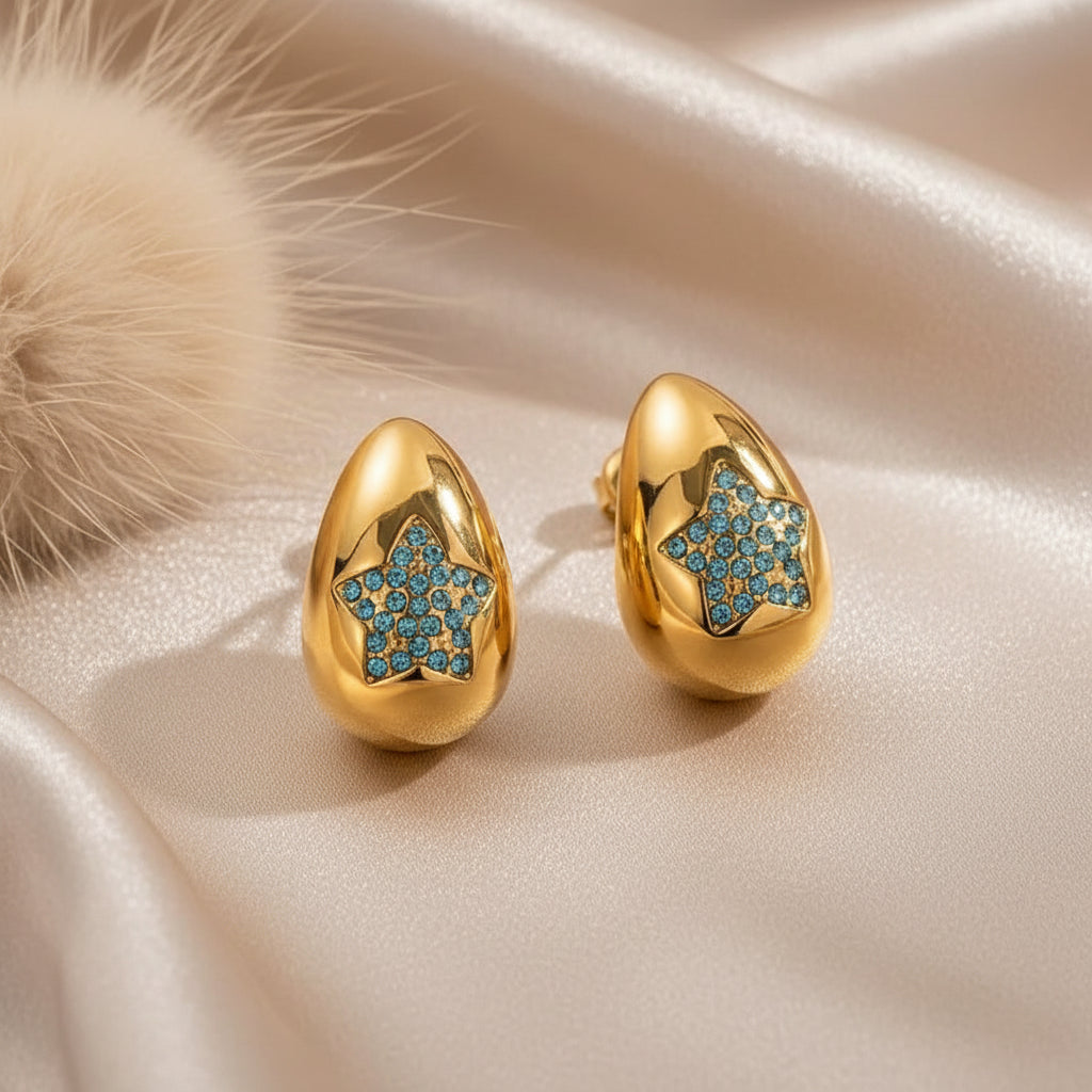 Star Water Droplet Drop Earring