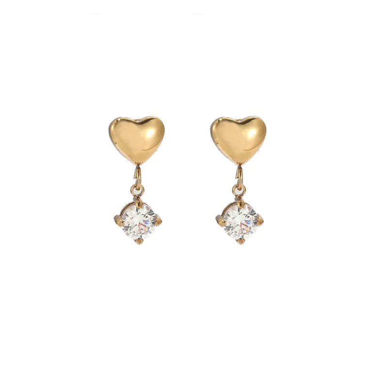 Heart Shape Round Drop Earring