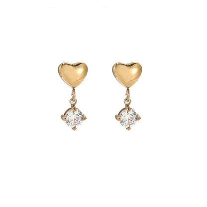 Heart Shape Round Drop Earring