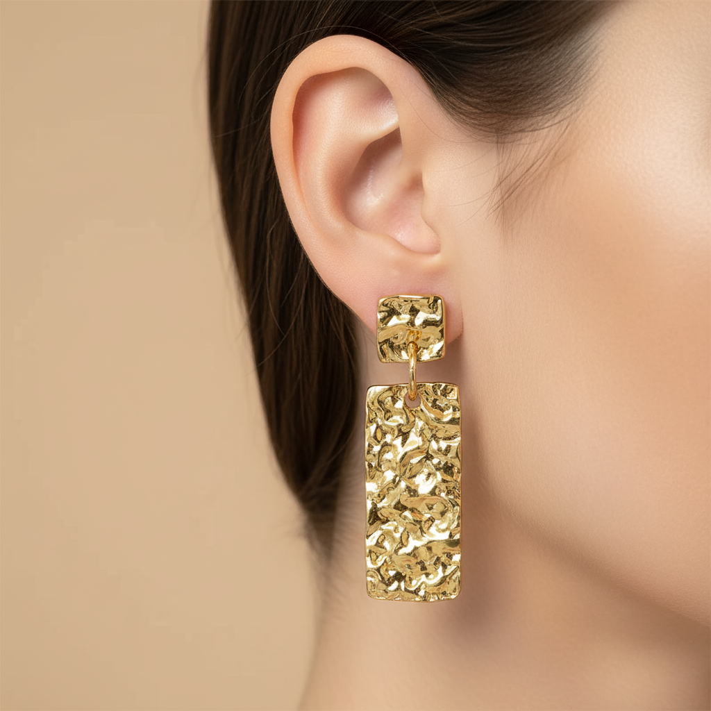 Rectangular Textured Drop Earrings