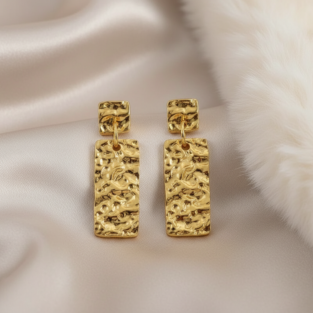 Rectangular Textured Drop Earrings