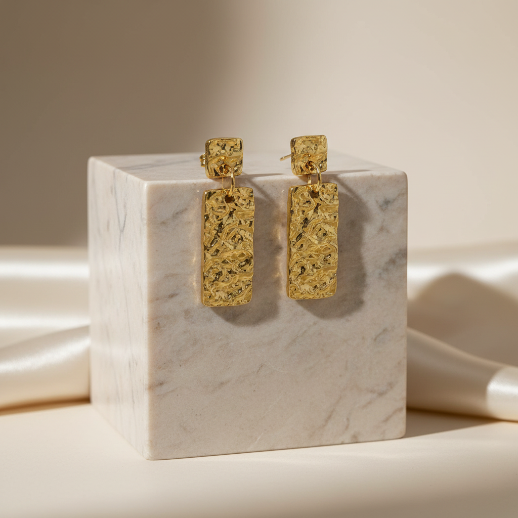 Rectangular Textured Drop Earrings