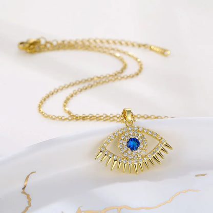 Blue Crystal Eye Pendant Necklace