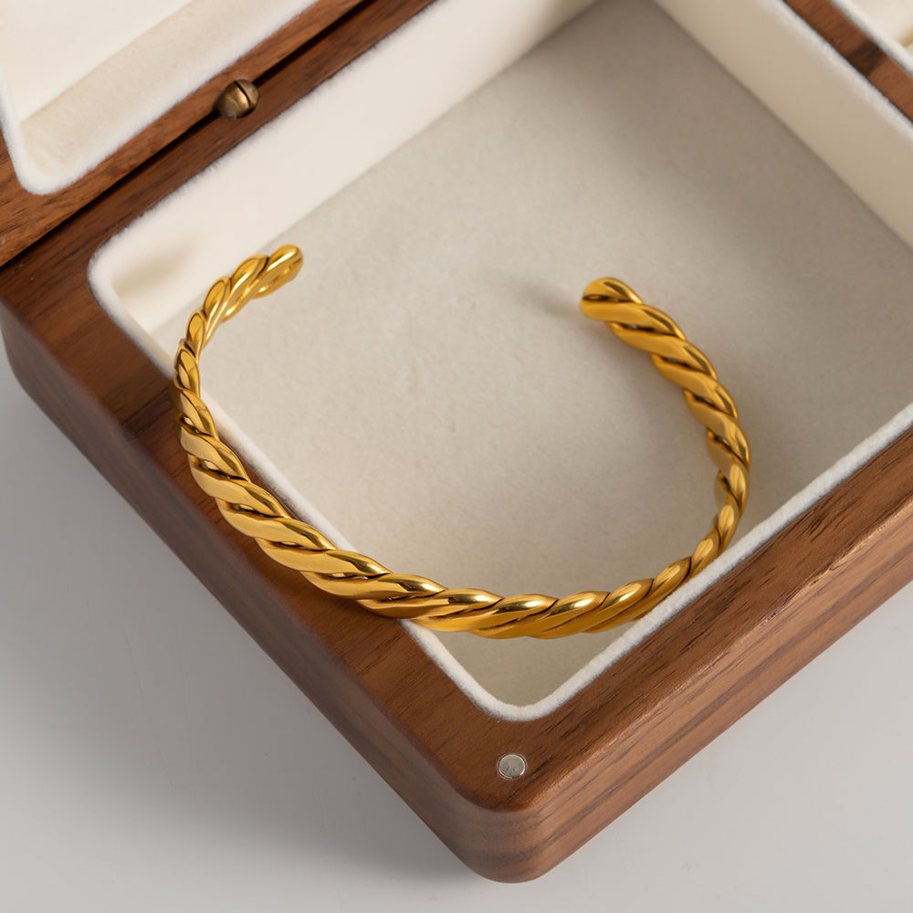 Twisted Wide Bangle Bracelet