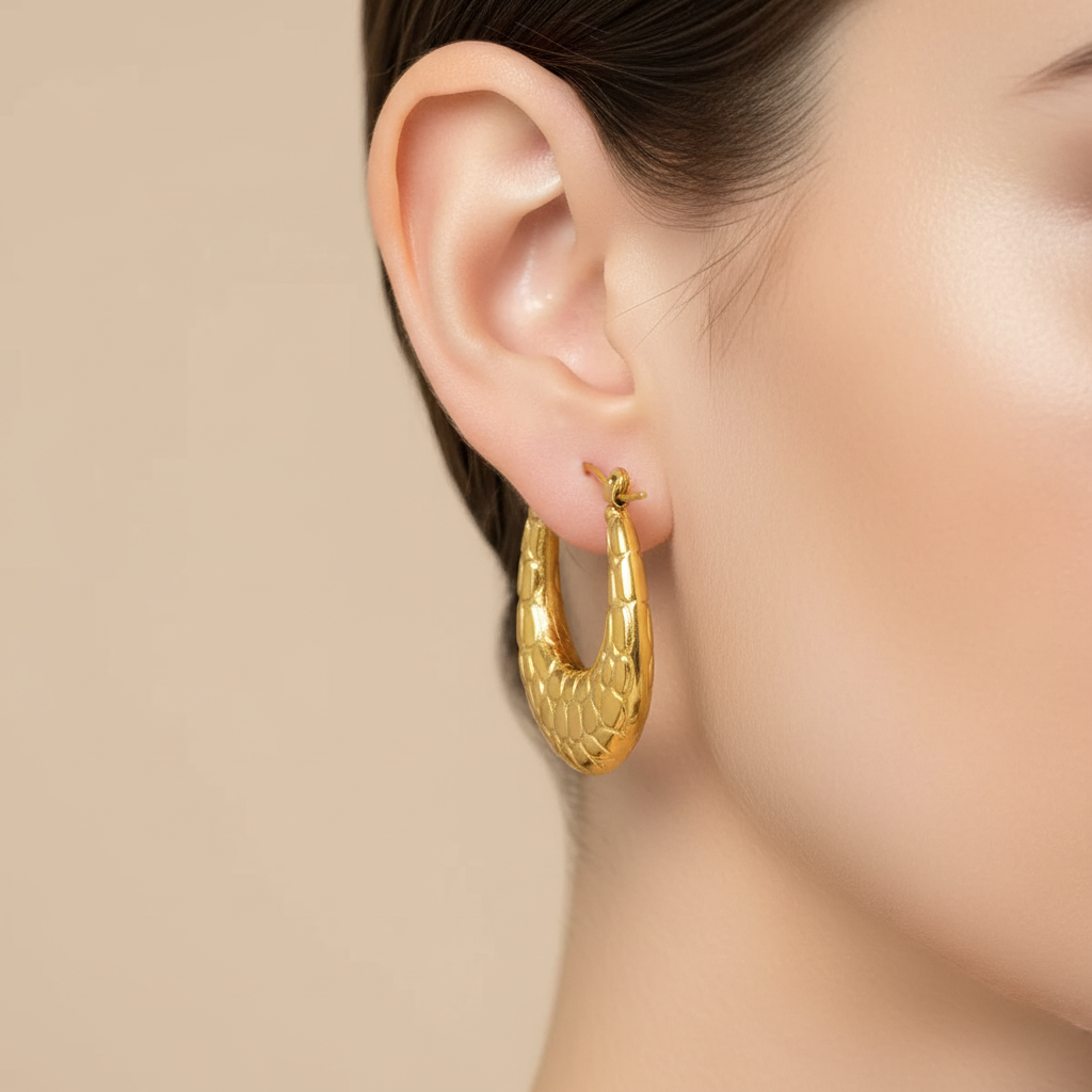 Textured Crocodile Hoops