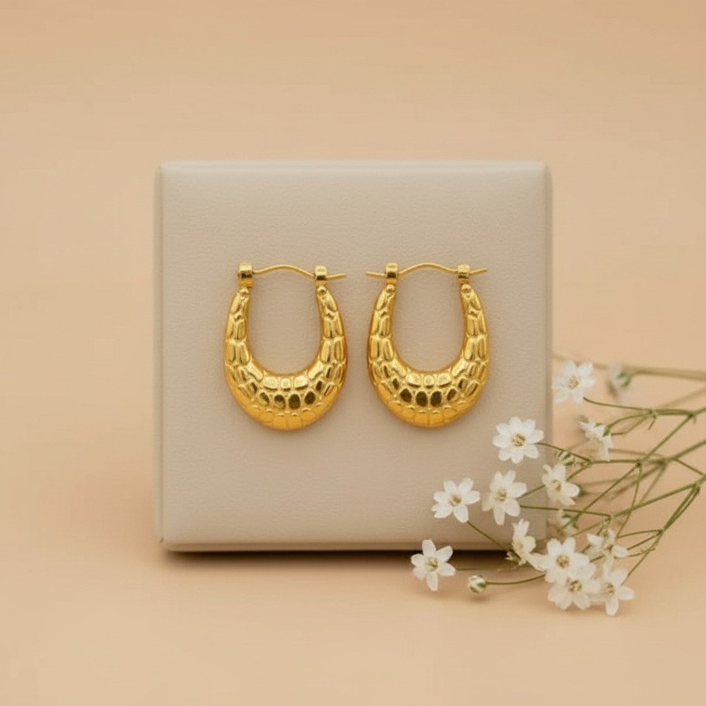 Textured Crocodile Hoops