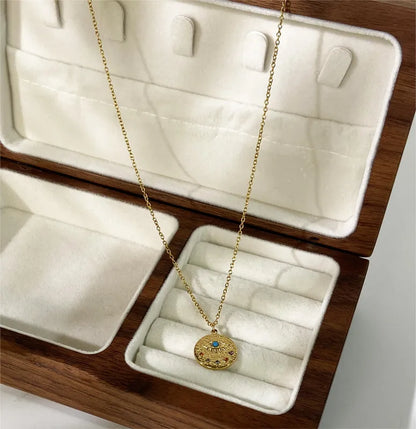 Evil Eye Multicolor Coin Pendant Necklace