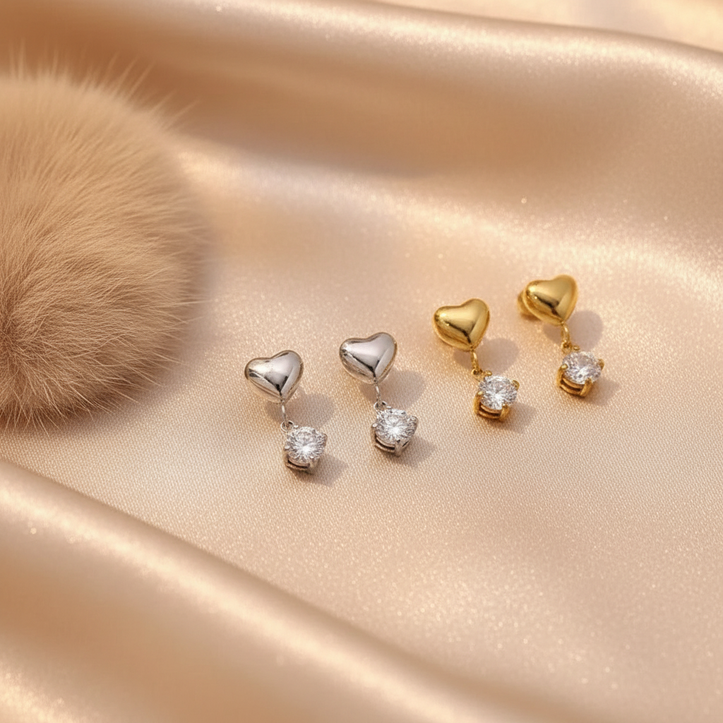 Blush Heart Drop Earrings